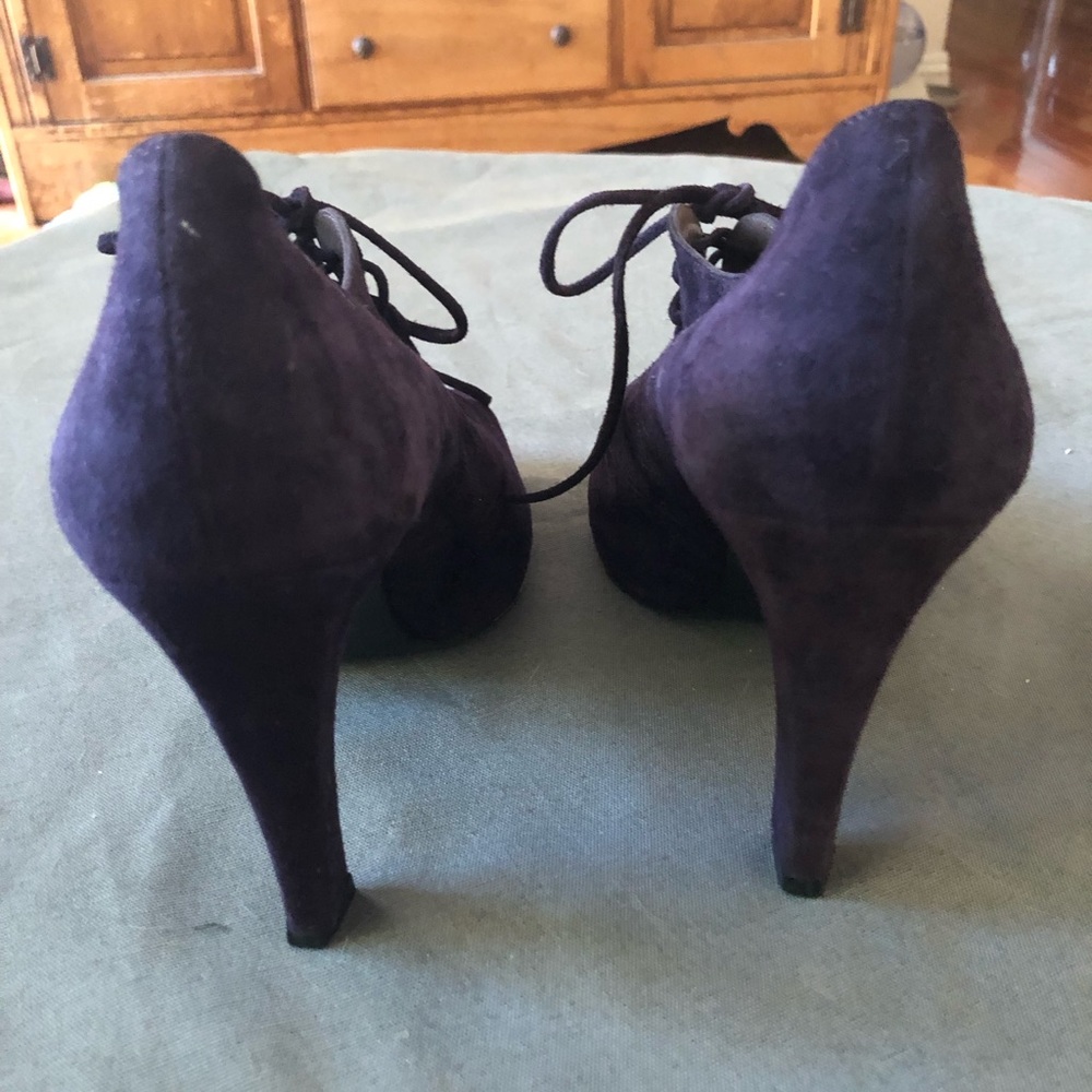 Vintage Designer Pura Lopez purple suede lace up ankle shoes SZ40. - Picture 3 of 5